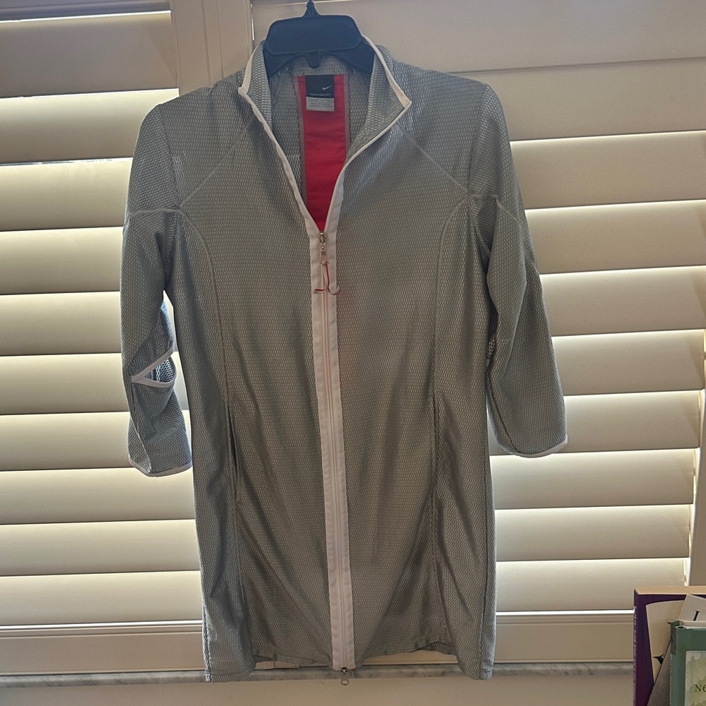 Nike silver Mesh Zip Jacket with Orange stripe on back